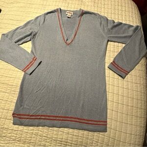 BOAST‎ Women's Pale Blue V-Neck Boyfriend Sweater Medium Silk/Cotton/Cashmere